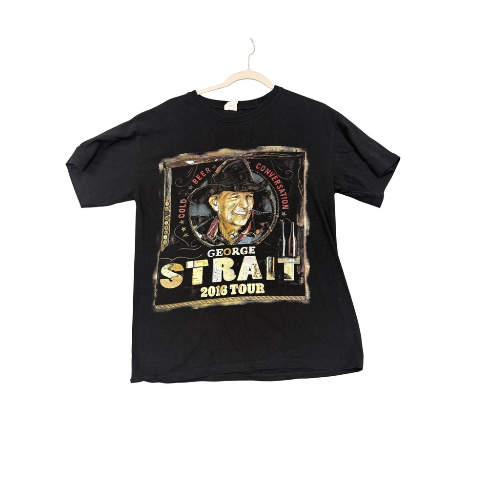George Strait Shirt Mens Medium Black‎ 2016 Tour Graphic Concert Tee Keya